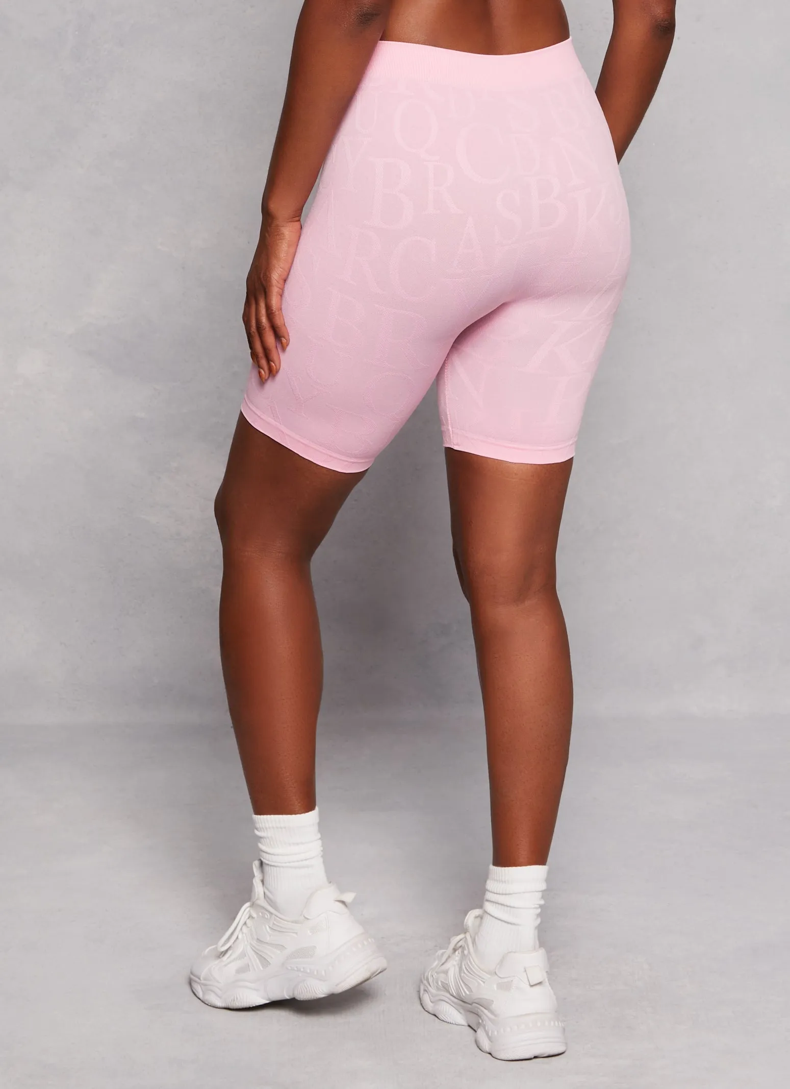 Alphabet Print Seamless Biker Shorts