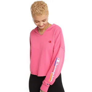 Buzo Champion Underlined Logo Cropped Rustic Mujer Rosa Chicle