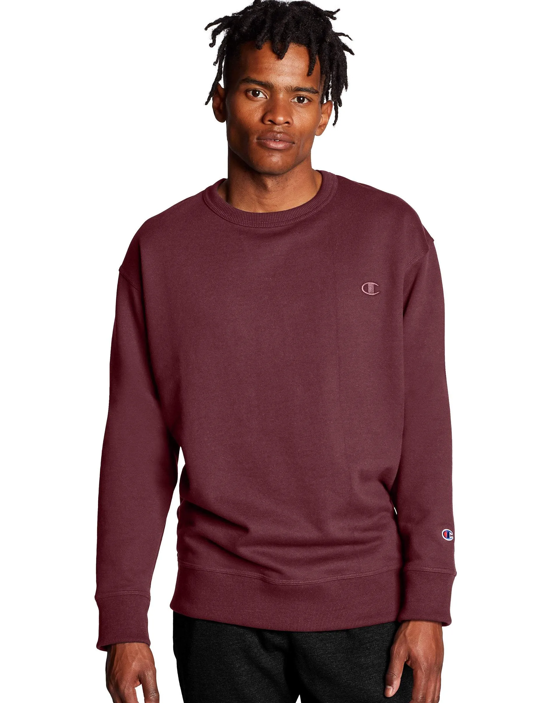 Champion Men's PowerBlend Fleece Crew Maroon S0888 407D55 029