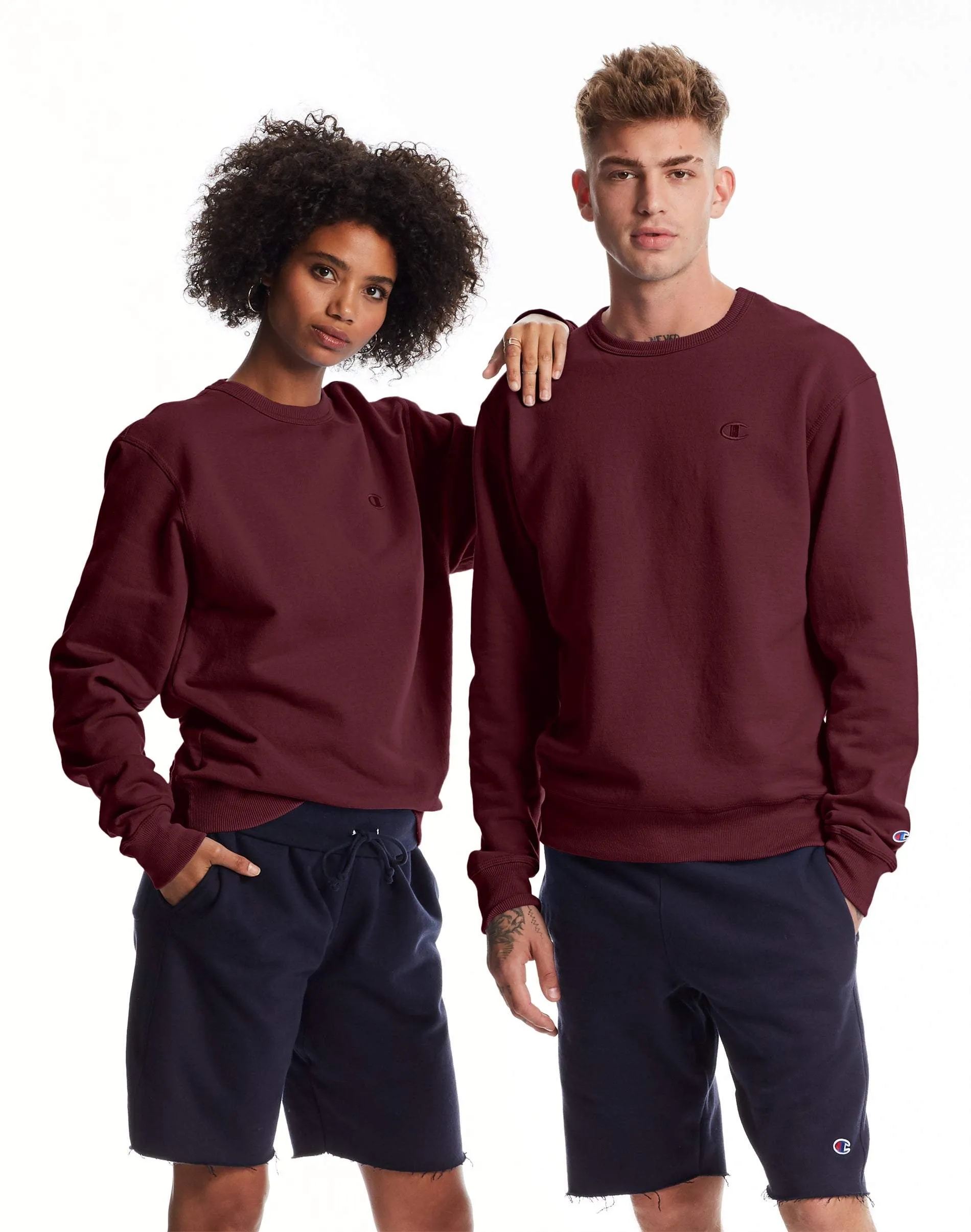 Champion Men's PowerBlend Fleece Crew Maroon S0888 407D55 029