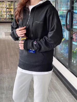 Champion Powerblend 1/4 Zip Hoodie Black S0892 Y08009 003