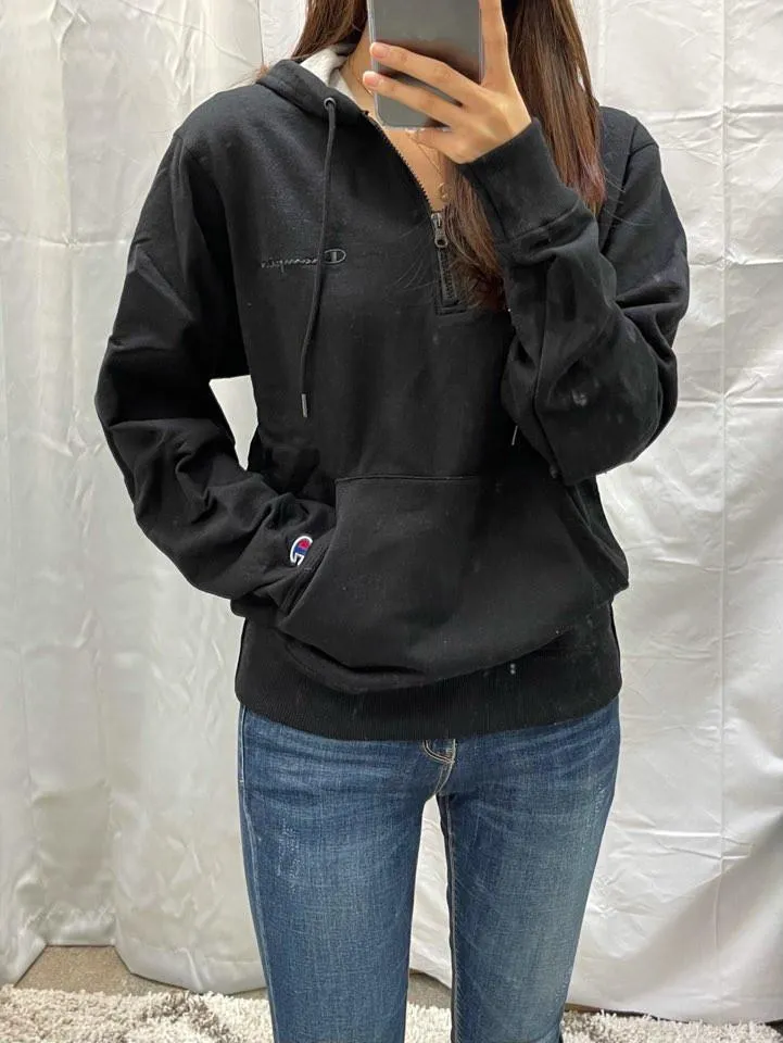 Champion Powerblend 1/4 Zip Hoodie Black S0892 Y08009 003