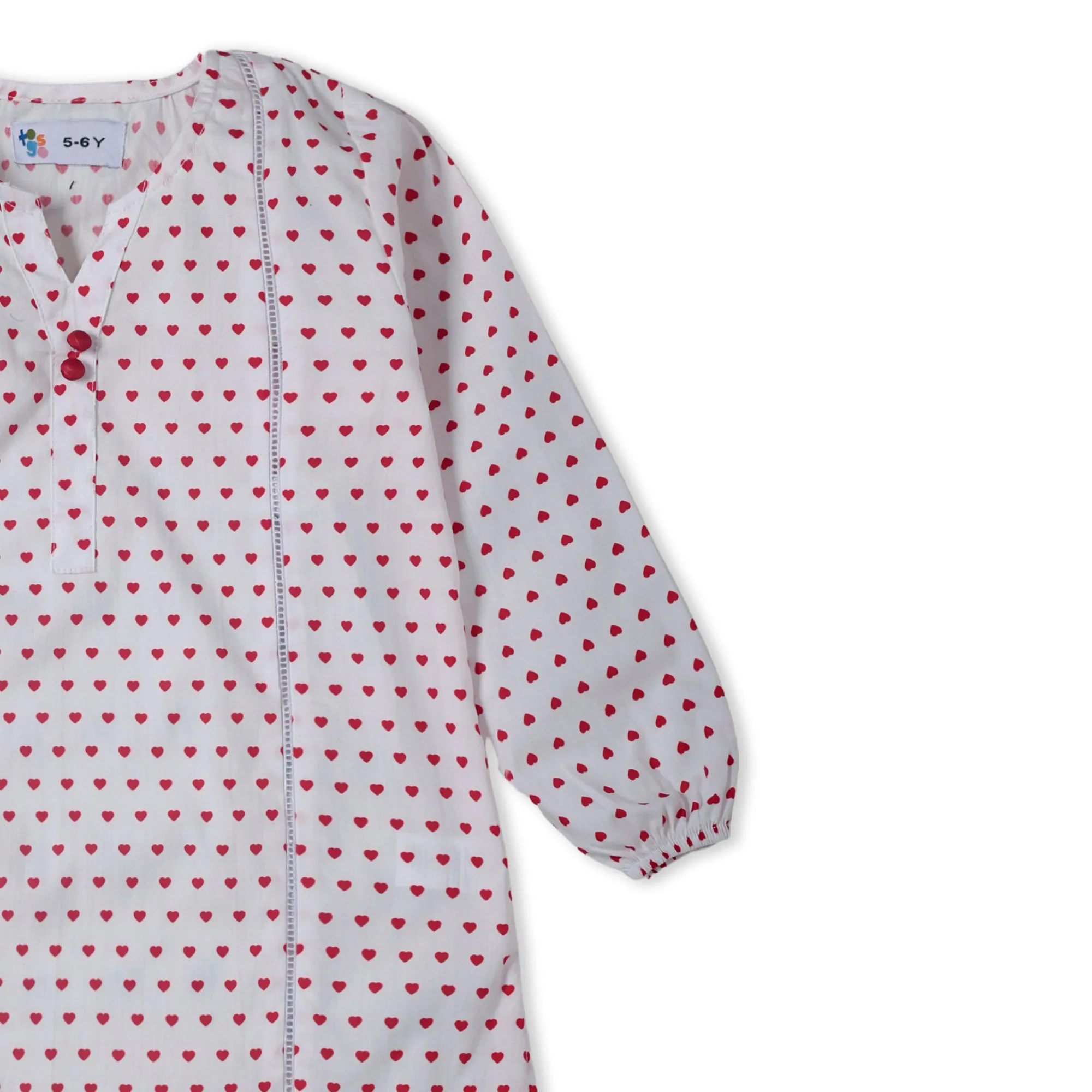 Heart Printed White Kurti
